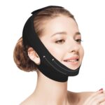 Jawline Shaper Chin Strap for Sleeping, Reusable V-Line Mask For men & women (Black, M)